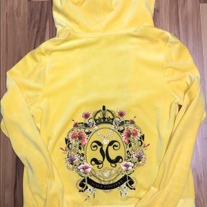 Juicy Couture yellow velour crest zip hoodie